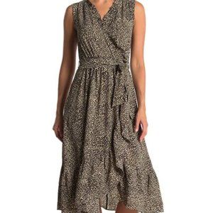 New London Times Ruffle Leopard Print Dress